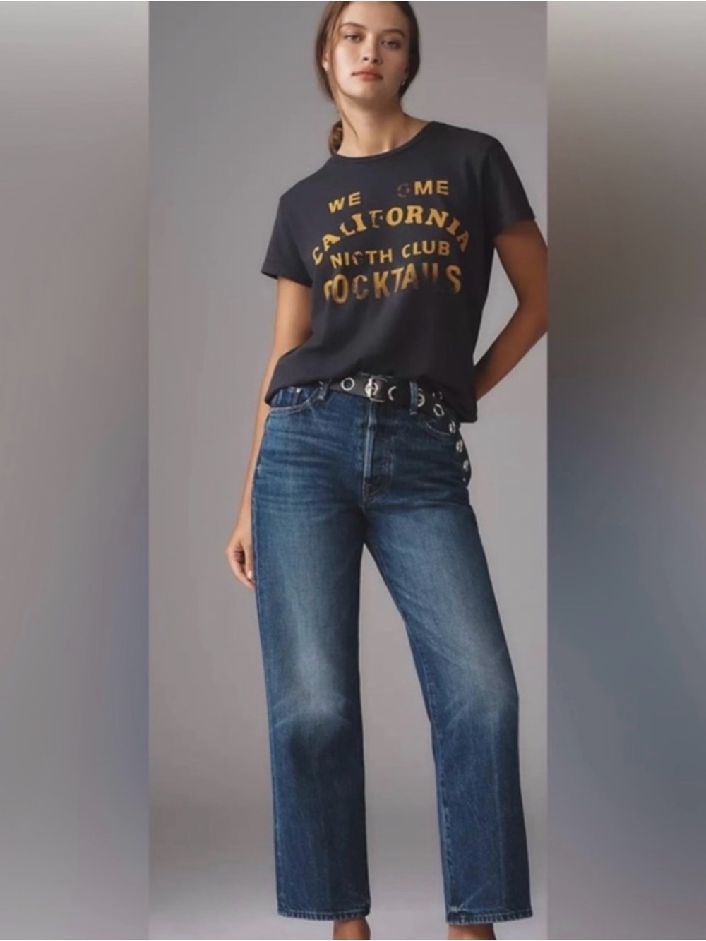Mother Denim  High-Rise Straight Jeans in Dark Blue The Rambler Ankle